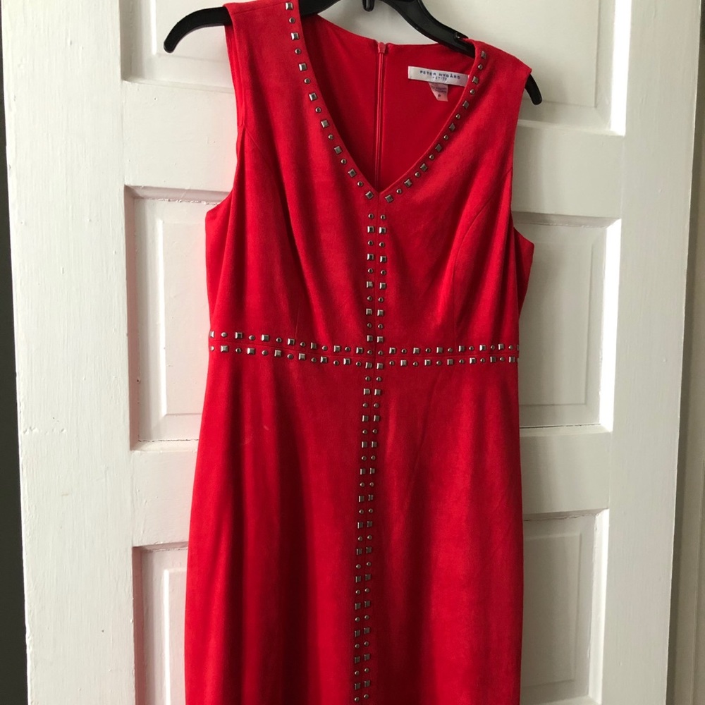 Red Peter Nygard suede dress size 6P